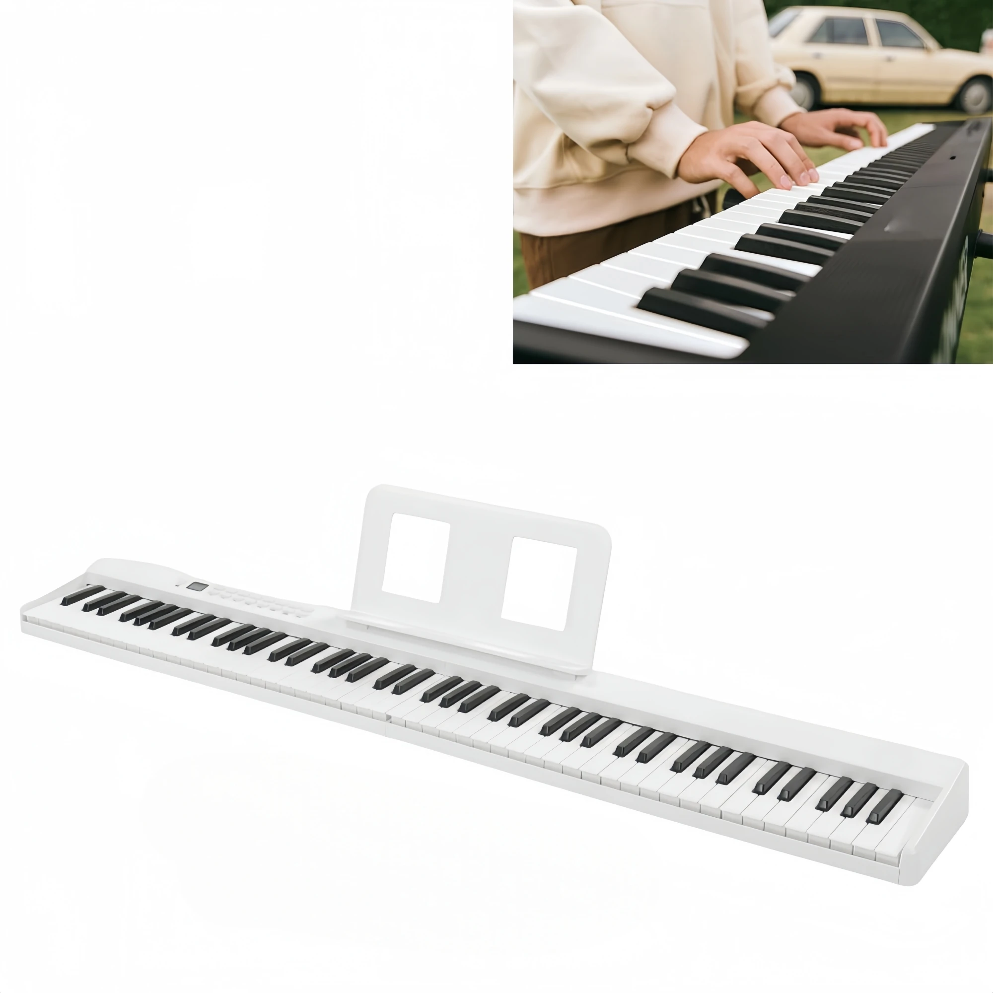 Miwayer 88-Key Portable Foldable Piano Electric Keyboard BT MIDI USB Rechargeable with Pedal Stand Bag for Beginners Practice