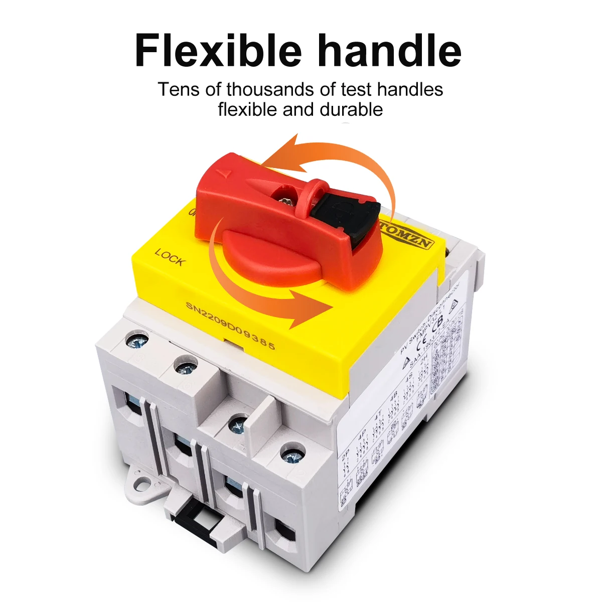 TOMZN 4P PV DC 1200V 32A Din Rail Solar Rotating Handle Isolator Rotary Switch Disconnector for Solar Distribution Box