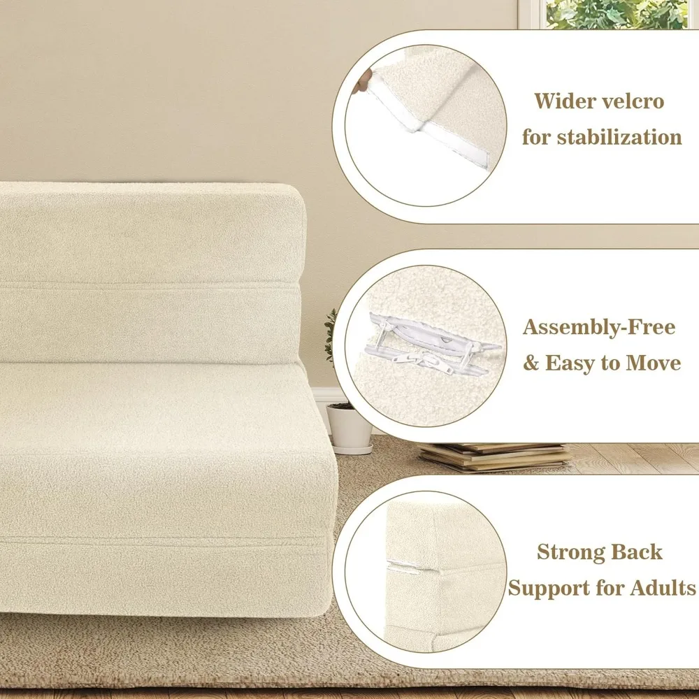 Sofá cama futón de espuma viscoelástica, colchón de suelo convertible con respaldo, cómoda silla para salas de estar