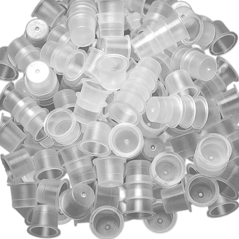 300 PCS Bulk Pack Ink Caps Cups 3 Sizes Mixed Clear Transparent Disposable Tattoo Cups Plastic Material Tattoo Pigment Caps