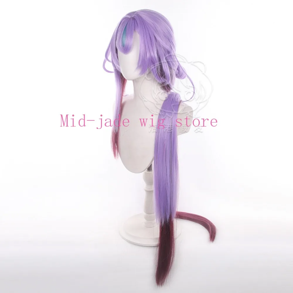 Arknights Jun Cosplay Wig Long Hair with Bow Hairpiece Realistic Scalp Anime Game Costume Wig for Performance