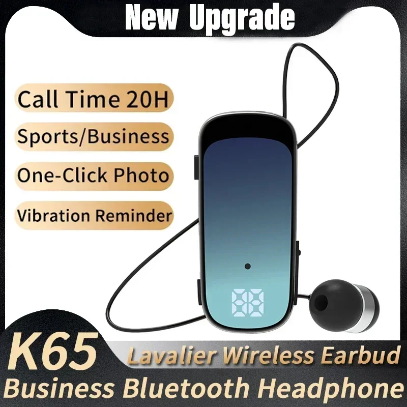 K65 Gradient Color Wireless Headphone Lavalier Business Call/Music 20H Vibration Reminder One-Click Photo Bluetooth 5.2 Headsets