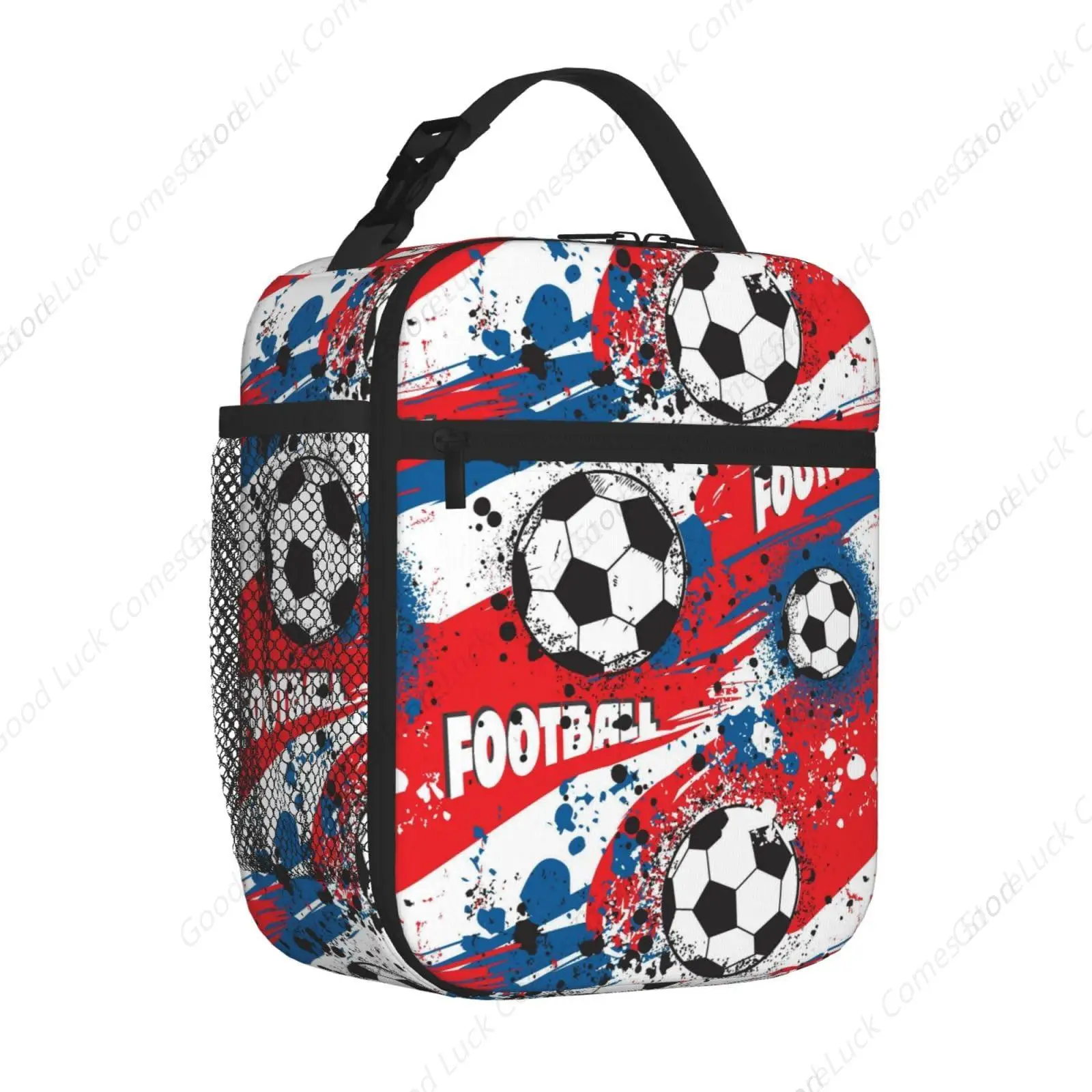 Football Insulated Lunch Bag,Kids Lunch Box For Girls Boys Teen,Kid Lunch Box Containers Cooler Bag With Front Pocket For Women