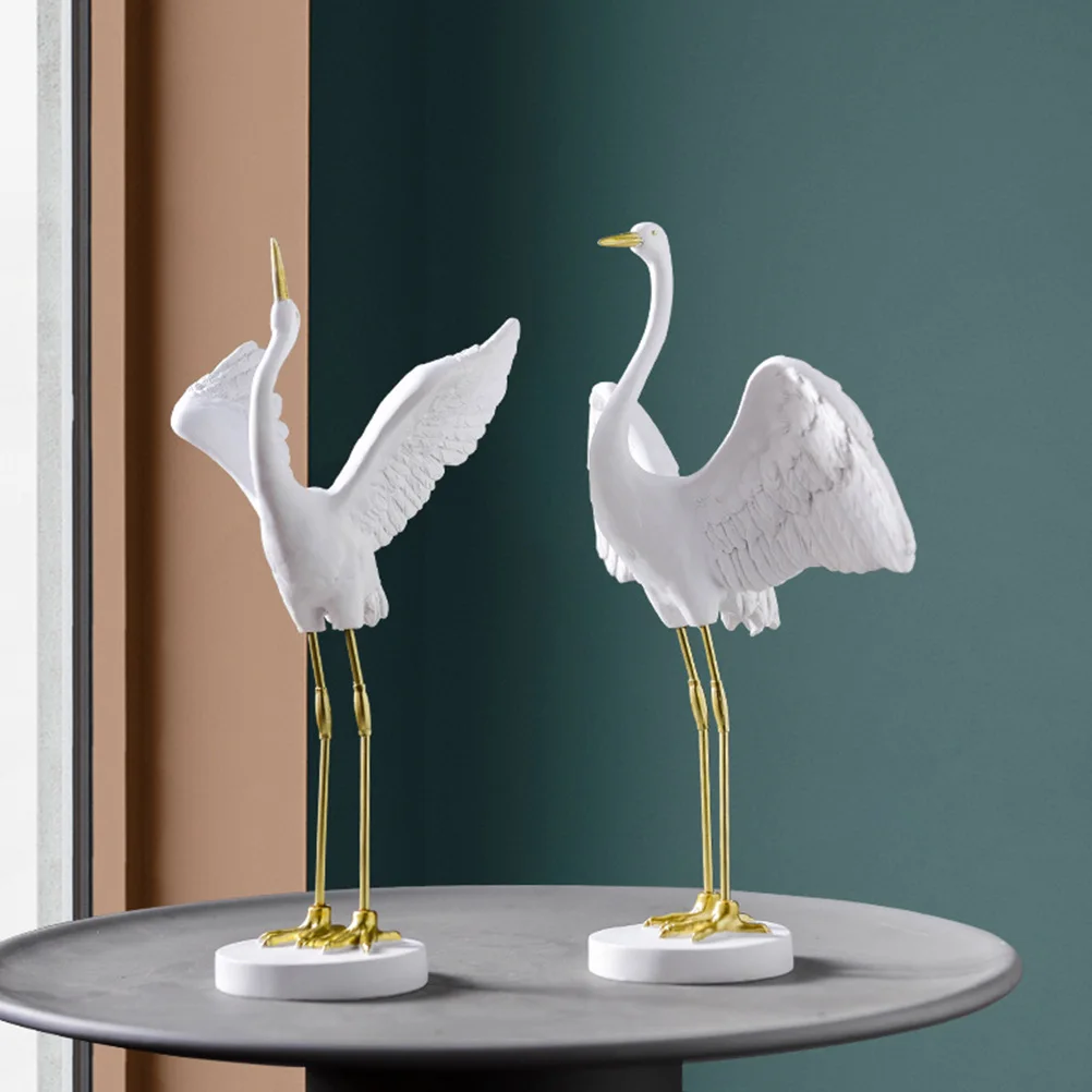 

1pc Household Ornament Resin Vivid Crafts Elegant Decor Stylish Decoration Creative Crane Home Office Decor Red Crowned Crane