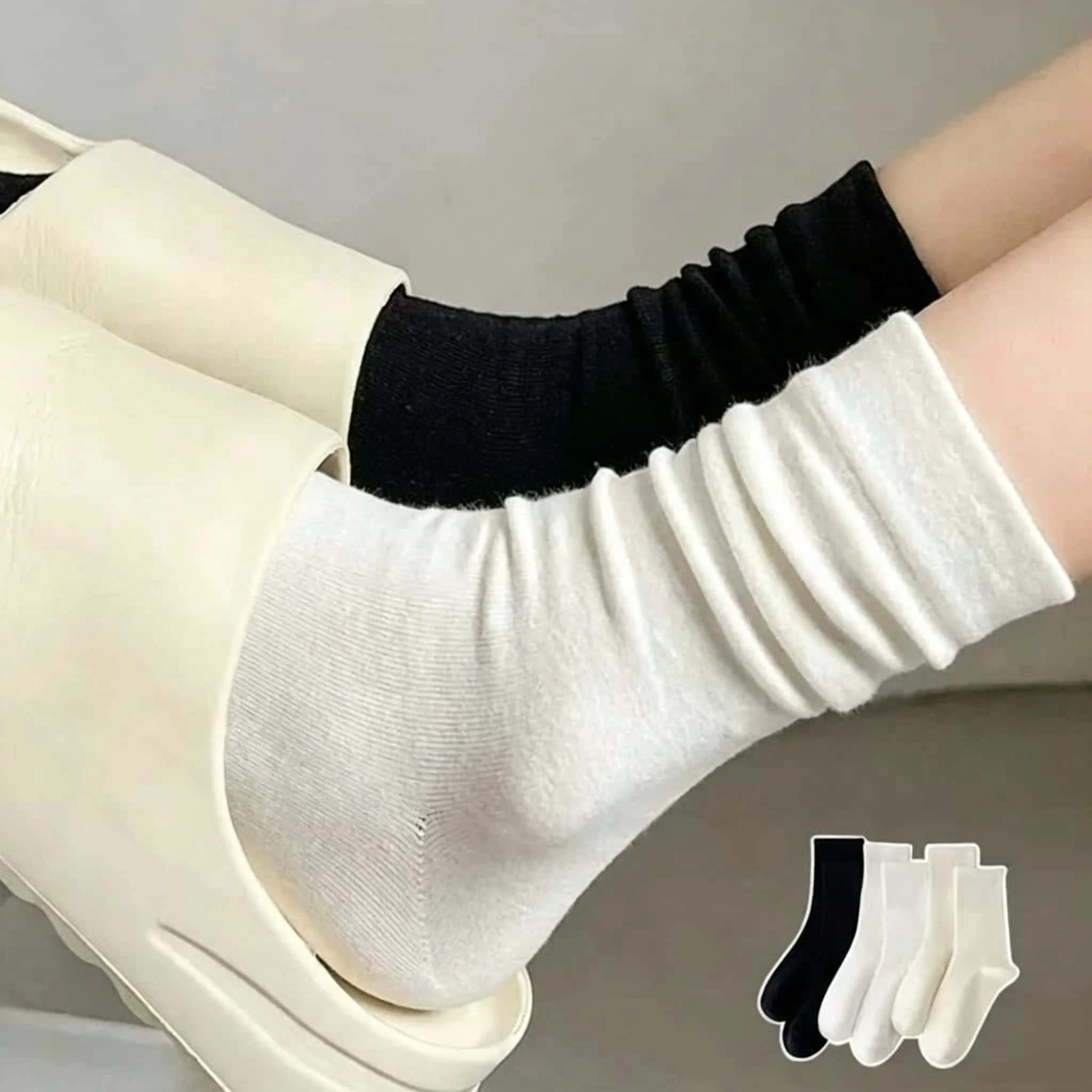 Mixed 3-Pair Set 2026 Japanese Style Versatile Seamless Mid-Calf Socks, Student Pure Color Durable Mid-Calf Socks