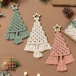 DIY Christmas Tree Macrame Kit Cotton Rope Christmas Tree Hanging Ornament Creative Wall Hanging Macrame Decoration Suplies