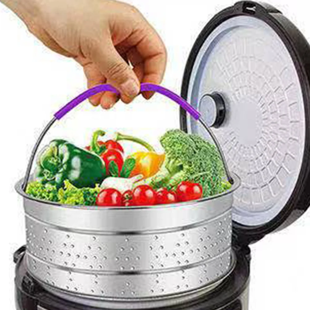 

Stainless Steel Steamer Basket Hollow Design Fast Drainage Vegetable Fruit Washing Strainer Kitchen Bar Utensils
