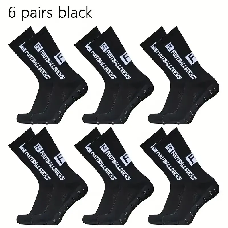 6 Paar atmungsaktive Fußballsocken für Herren und Damen, Sportsocken, rutschfeste Silikonunterseite, Fußball-Baseball-Socken, Outdoor-Sport, Yoga-Socken – Detail 3