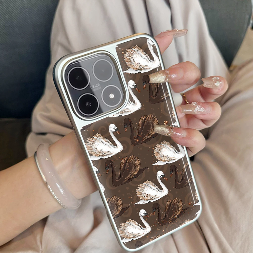 

Luxury Beautiful Swan Cute Case For iPhone 15 13 Pro Max Phone 11 12 17 ProMax 14 16 Plus Cases Shockproof Drop Glue Matte Cover