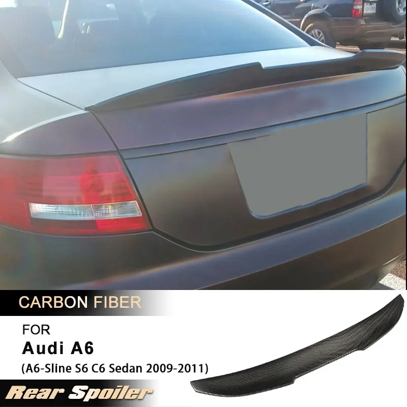 

Car Rear Trunk Spoiler Wings for Audi A6 A6-Sline S6 C6 Sedan 2009-2011 Racing Rear Spoiler Boot Wing Lip Full Carbon Fiber