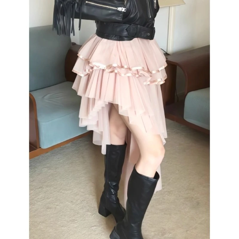 الأمريكية الرجعية غير النظامية كعكة المرأة تنورة شتاء جديد الثقيلة الحرفية متعدد الطبقات تصميم عيد الميلاد تول التنانير منتصف طول السيدات #2