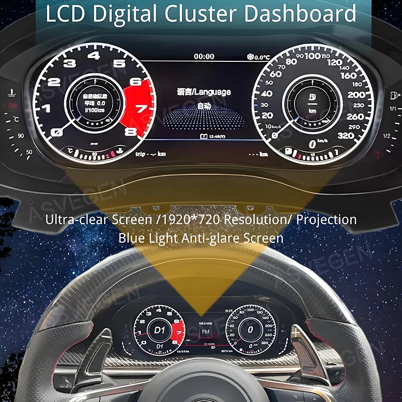 Digital Dashboard Panel Virtual Instrument Cluster CockPit LCD Speedometer VW Passat B8 CC Golf 7