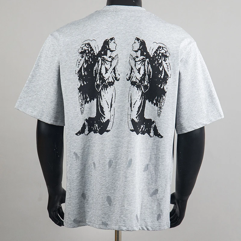 Summer Saint Short Sleeve Streetwear American Vintage Aries Print Cotton Loose Fit Minimalist T-Shirt Men Women