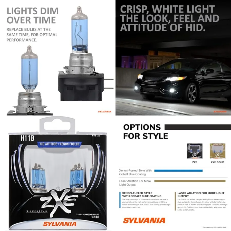 - H11B 64241 SilverStar zXe High Performance Halogen Headlight Bulb - Bright White Light Output, HID Attitude, Xenon Fueled Tec