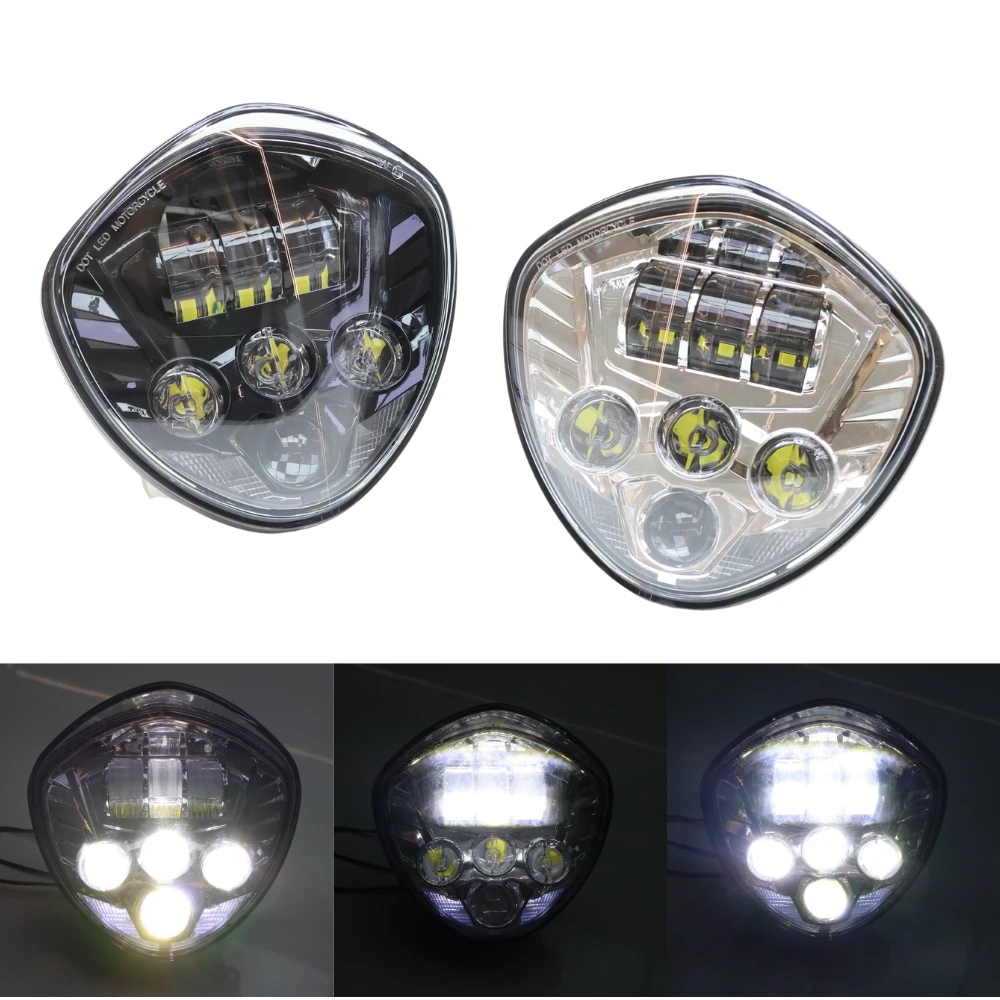 TIYPEOR Motorcycle LED Headlight Assembly High/Low Beam H4 Headlamp Projector For Victory Harley Honda Yamaha Kawasaki Suzuki