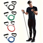 Handle Resistance Band Pull Rope Fitness Exercise Rope 15-30LB Multi Tension Natural Latex Workout Bands with Foam Handles Full Body Yoga Strength Training Equipment Home Gym Accessories for Men Women