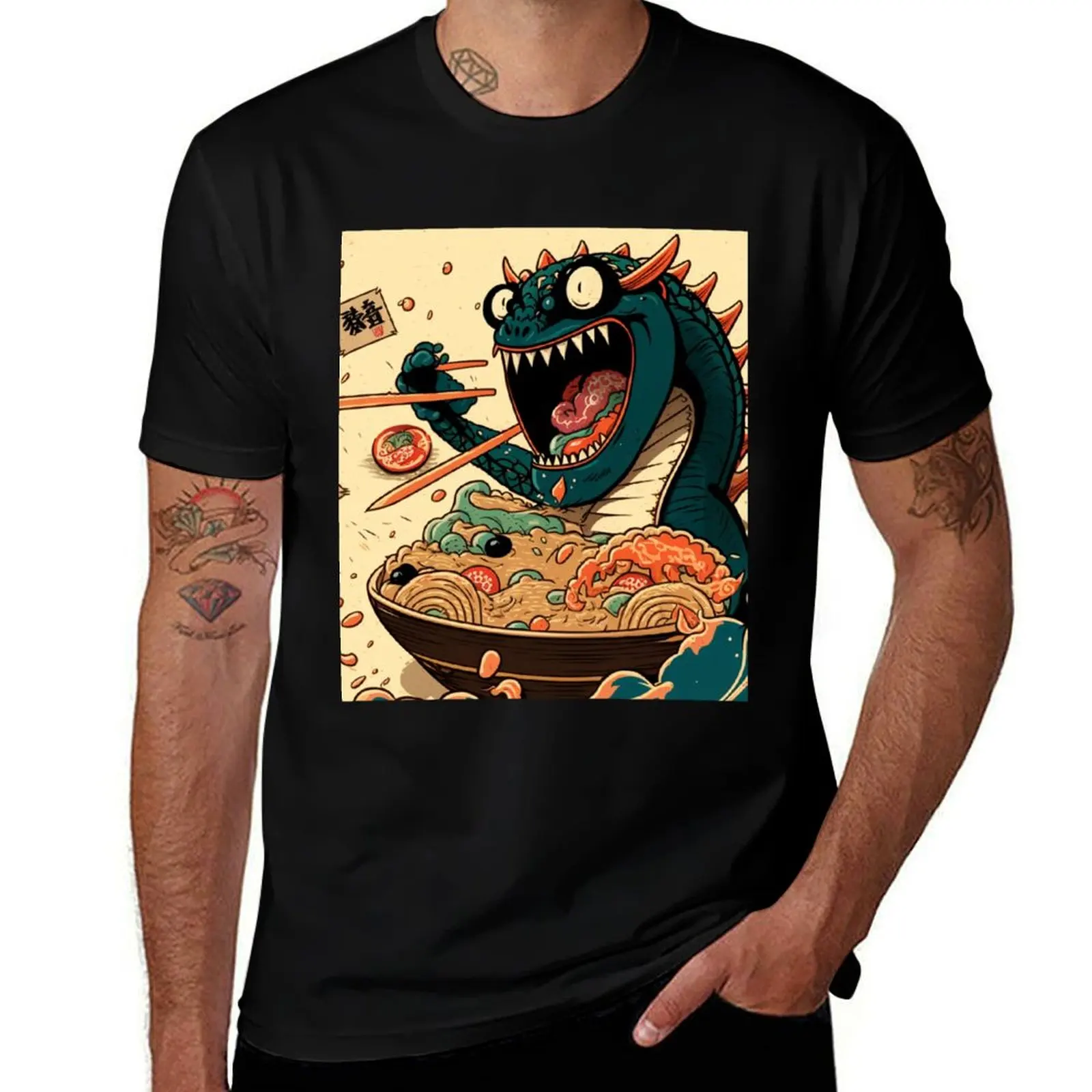 A Warm and Cozy Touch to Your Wardrobe: Ramen Illustration Design T-Shirt Basic Tee Shirt for Everyday Outfit