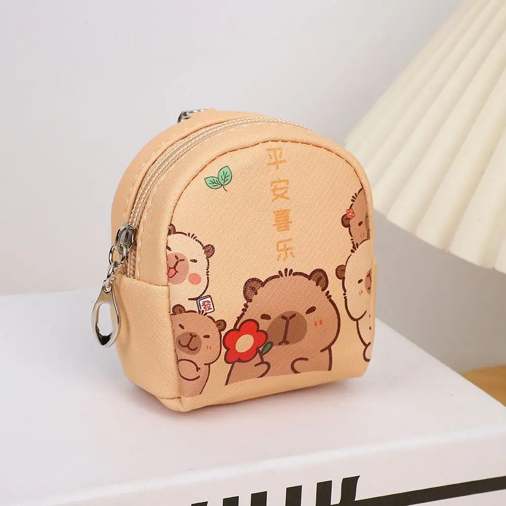 

Lovely Small Capybara Coin Purse Japanese Zipper Cartoon Leather Wallet Waterproof Pu Earphone Storage Bag Travel
