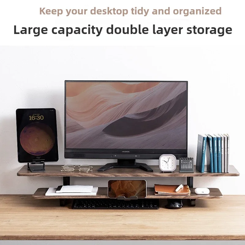 Ergonomic Monitor Stand Riser Office Double Layer Storage Shelf Computer Laptop Holder Modern Home Workspace Accessories