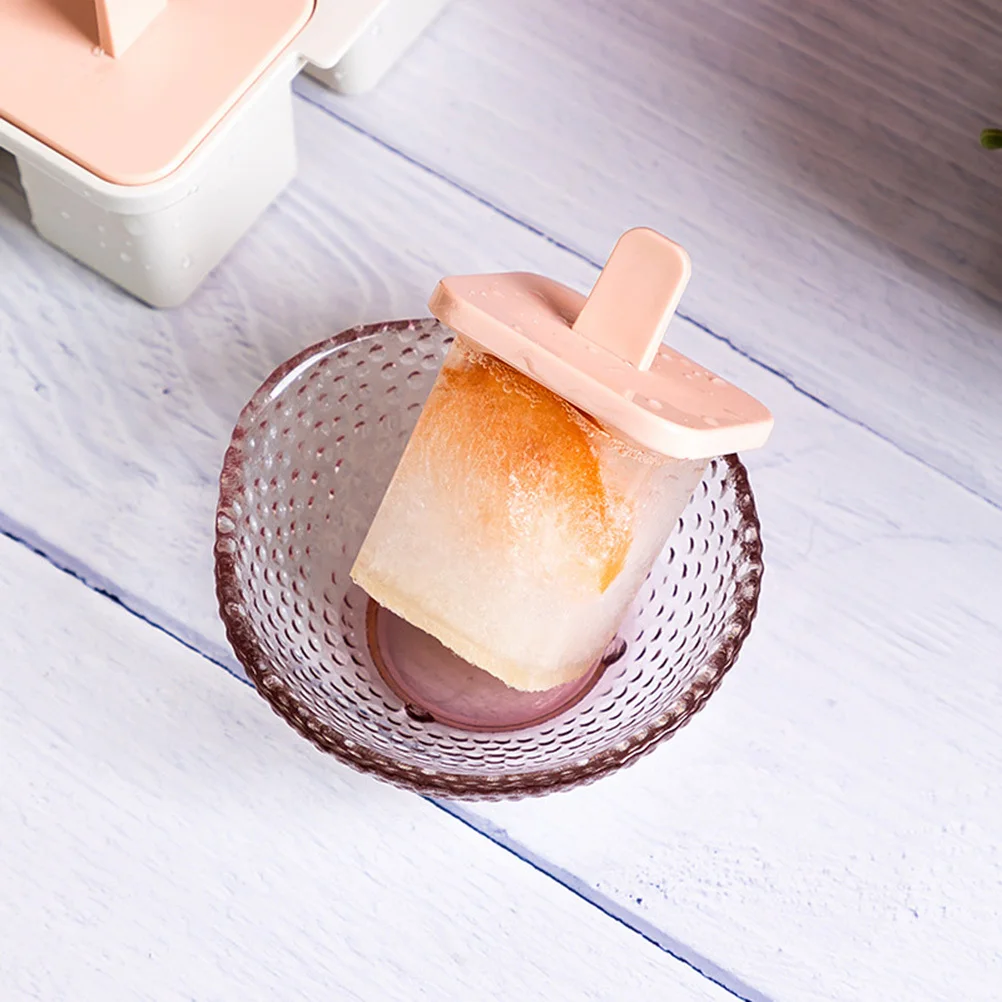 

DIY Popsicle Mold Pink Square Ice Cream Making Box Dual Layer Design Tool Summer Ice Grid Mold
