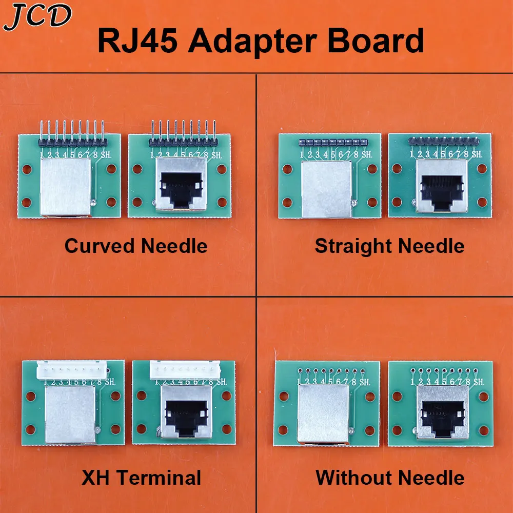 JCD 1PC RJ45 Ethernet Port 8P Vertical Horizontal Test Board Bent Pin Straight Pin Network Port Adapter Circuit Board Connector