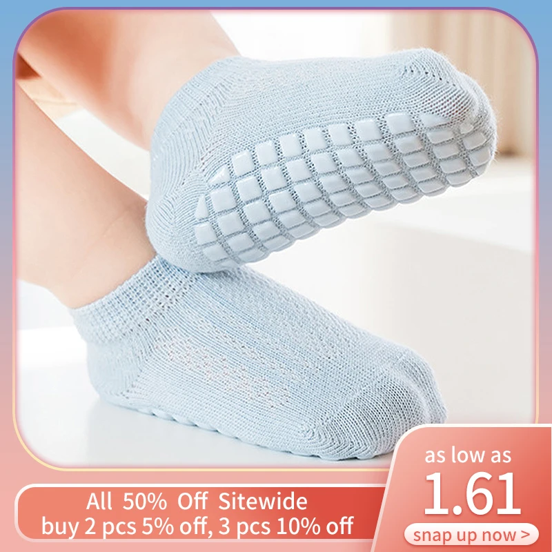 

Summer Baby Short Socks Tod dler Rubber Bottom Anti-slip Floor Sock Solid Color Infant Ankle Socks Child Soft Cotton Sokken Sox