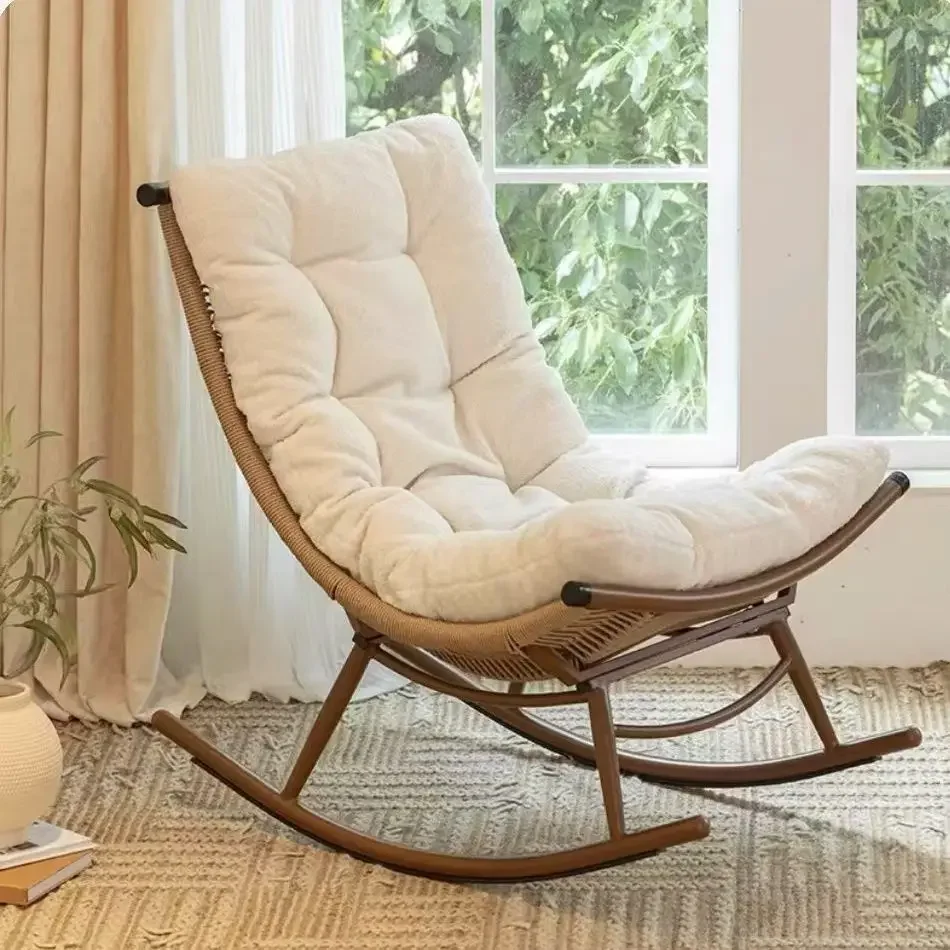 Adult Garden Balcony Household Leisure Lazy Rocking Chair Elderly Outdoor Garden Rattan Chair