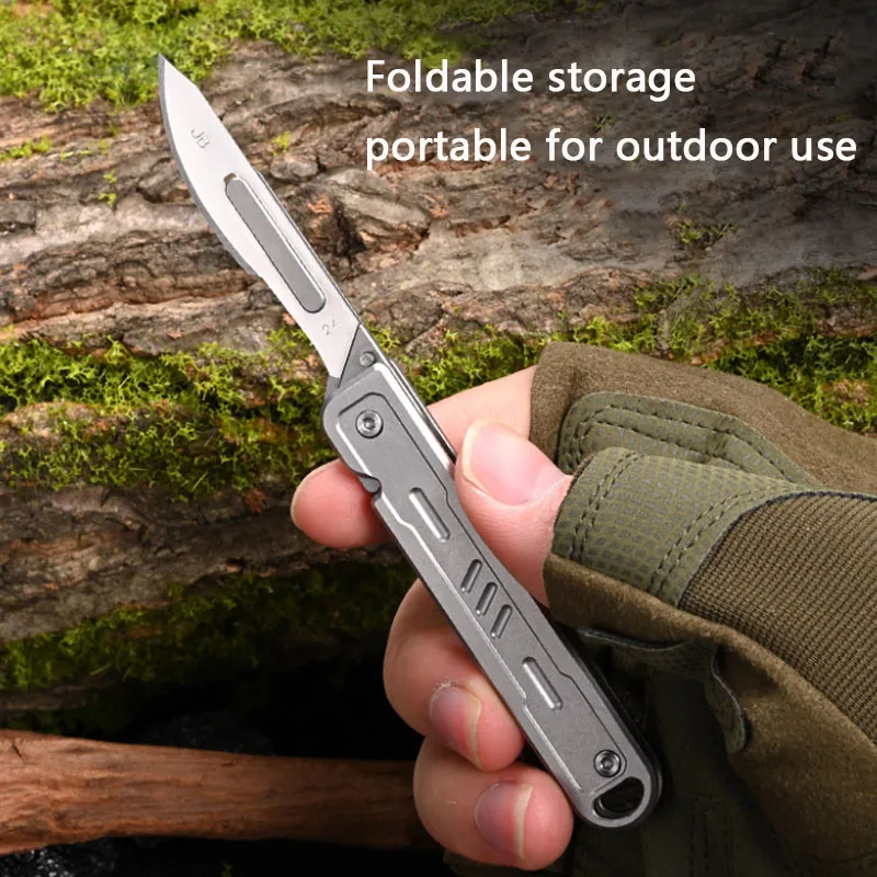 Portable EDC Stainless Steel Surgical Knife Mini Folding Sharp Portable Express Box Opening Keychain Paper Cutting Knife