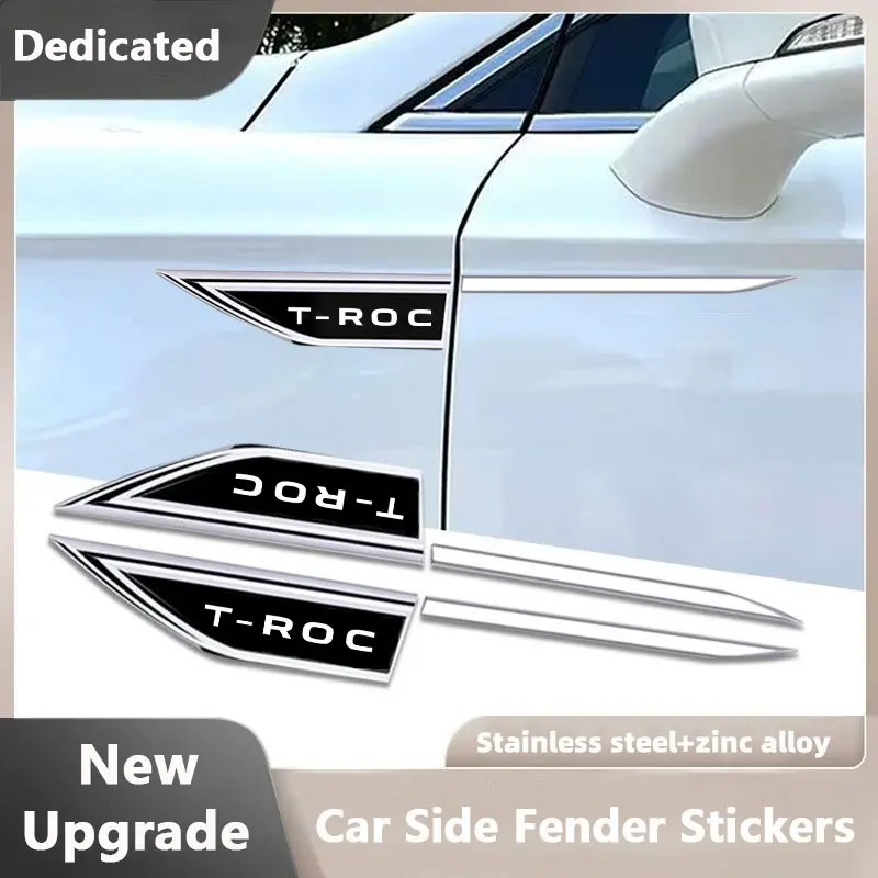 2PCS Car Side Fender Knife Protective Stickers Emblem Badge Decals Trim Styling With logo For VW Volkswagen T-Roc Car