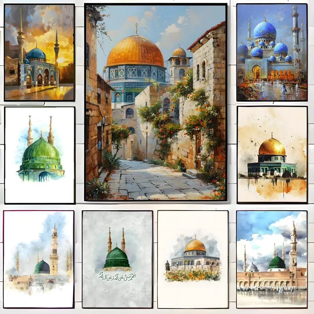 Moschee Nabawi Poster, Wandkunst, Druck, Poster, dekoratives Wandbild, Heimdekoration, Geschenk, ungerahmt