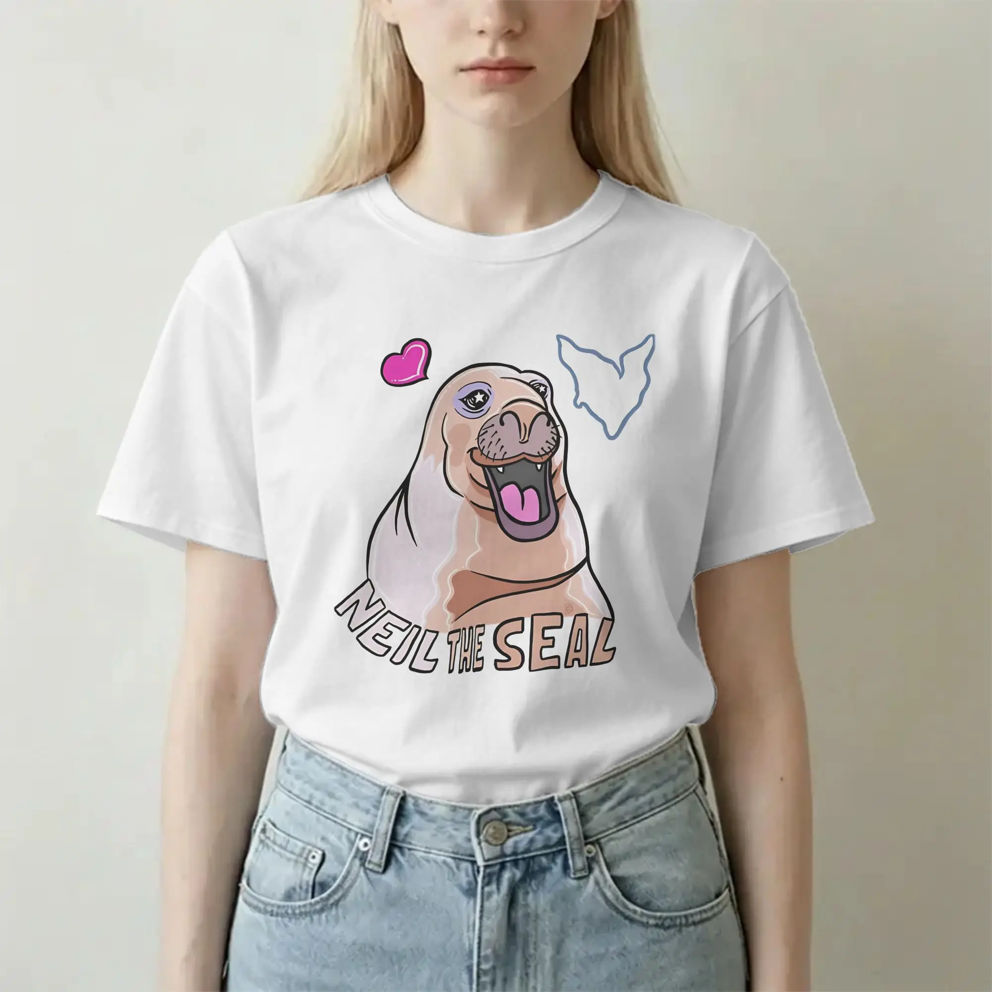 Men Women Neil the Seal Lovely T Shirt  100% Cotton Clothes Awesome Short Sleeve Round Neck Tee Shirt Plus Size T-Shirt