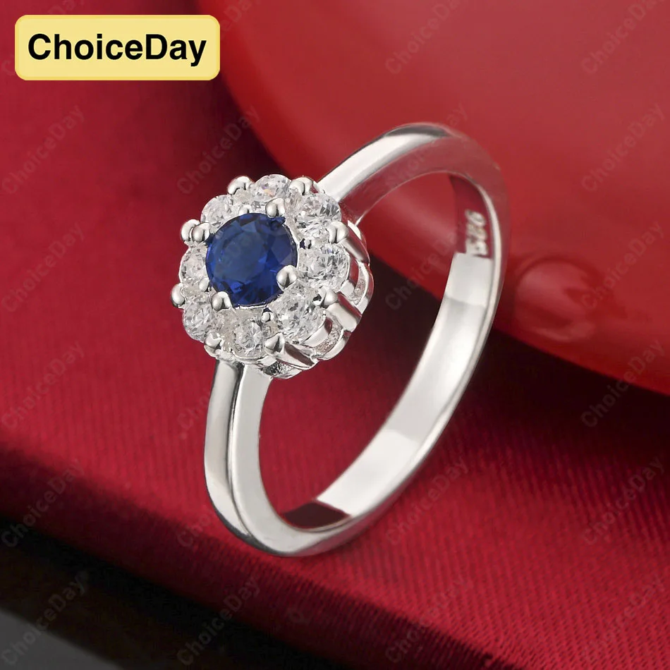 

ChoiceDay 925 Sterling Silver 7-10 Exquisite Blue Zircon Ring Women's Party Accessories Wedding Temperament