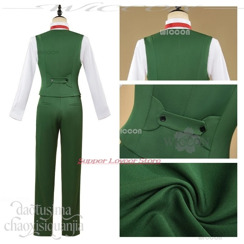 Anime Adults Lion's Sin Of Pride Cosplay Escanor sexy costumes Green Vest Pants Bow Full Accessories view 5