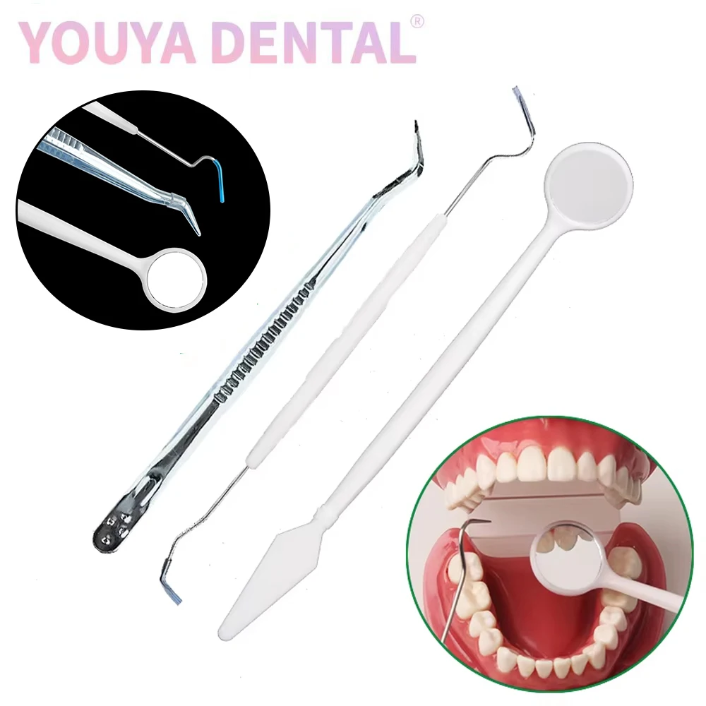 5 set dentale in acciaio inossidabile bocca specchio pinzette sonda igiene orale denti kit di pulizia usa e getta accessori per dentisti materiali di consumo