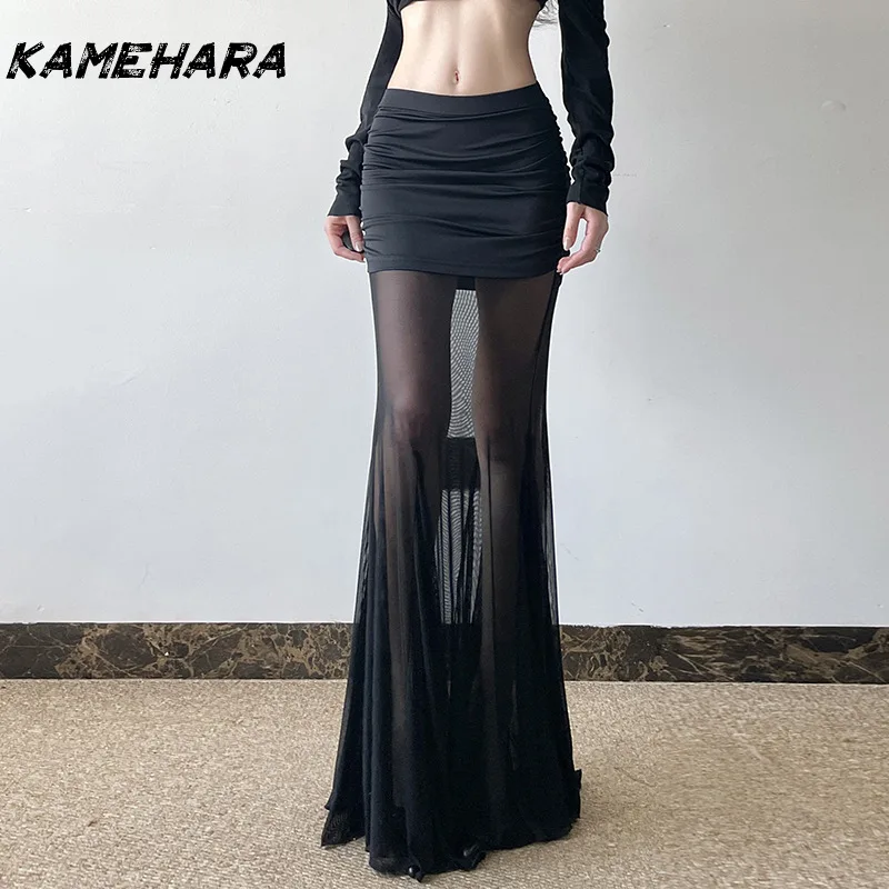 

KAMEHARA японская весенняя сексуальная сетчатая усадочная плиссированная юбка-бюстье в императорском стиле, тонкая юбка-бюстье для пикантных девушек, тонкая упаковка, бедра