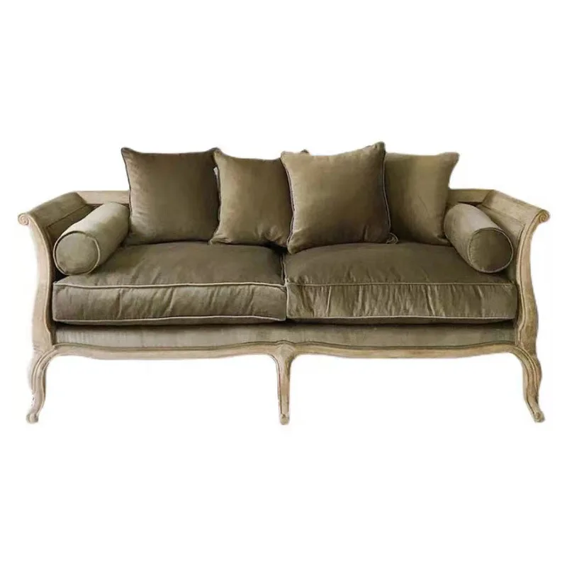 

American sofa living room modern simple fabric sofa, solid wood light luxury cotton and linen single sofa