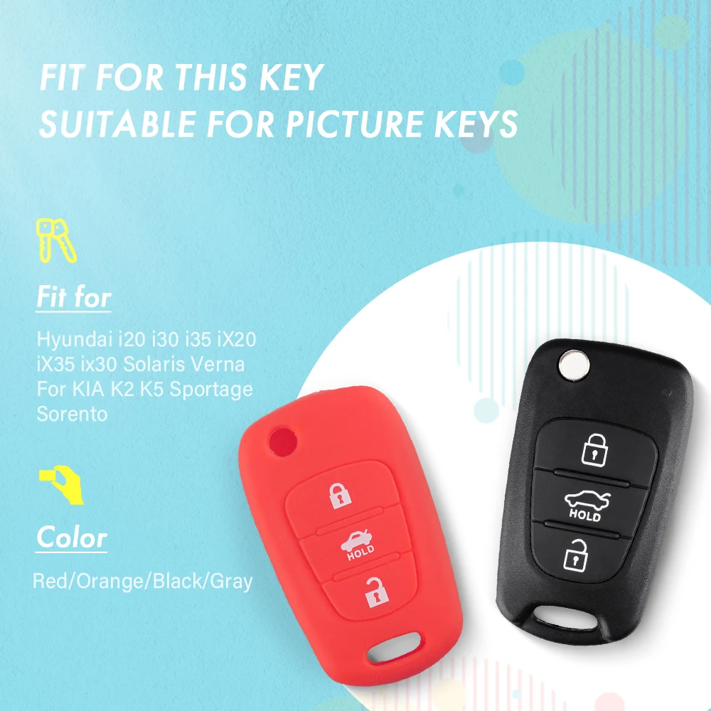 Dandkey Silicone Key Case Keyless Fob Shell For Kia Venga Picanto Rio Sorento Ceed Sportage For Hyundai i20 i30 Veloster ix20