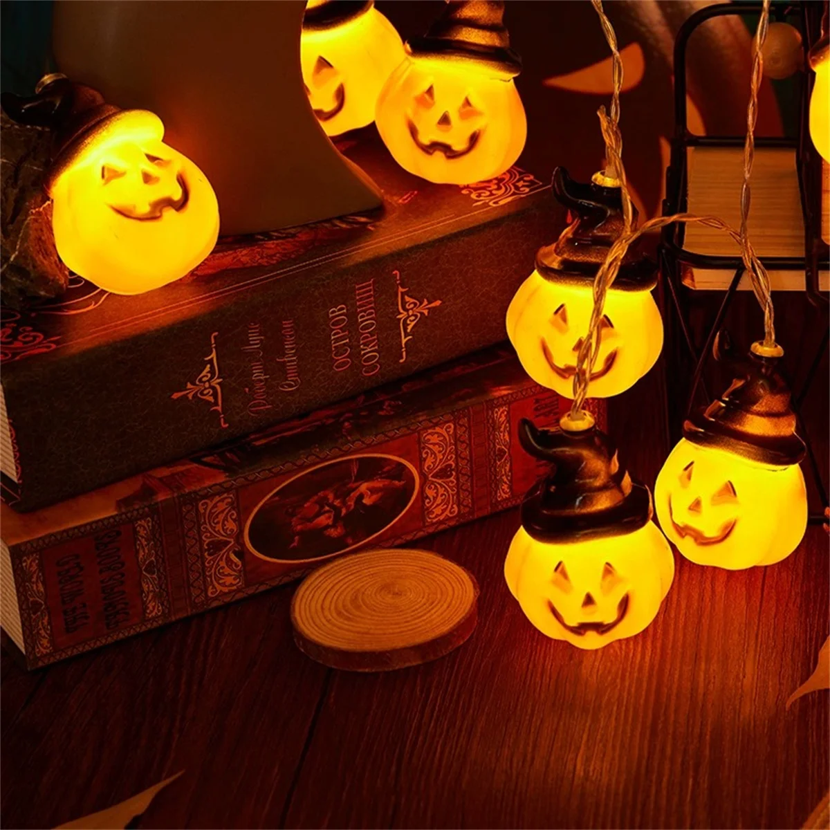 LED Halloween Pumpkin Lantern, String Festival Party, Pátio Atmosfera Decoração, Luminous Prop Cena Arranjo