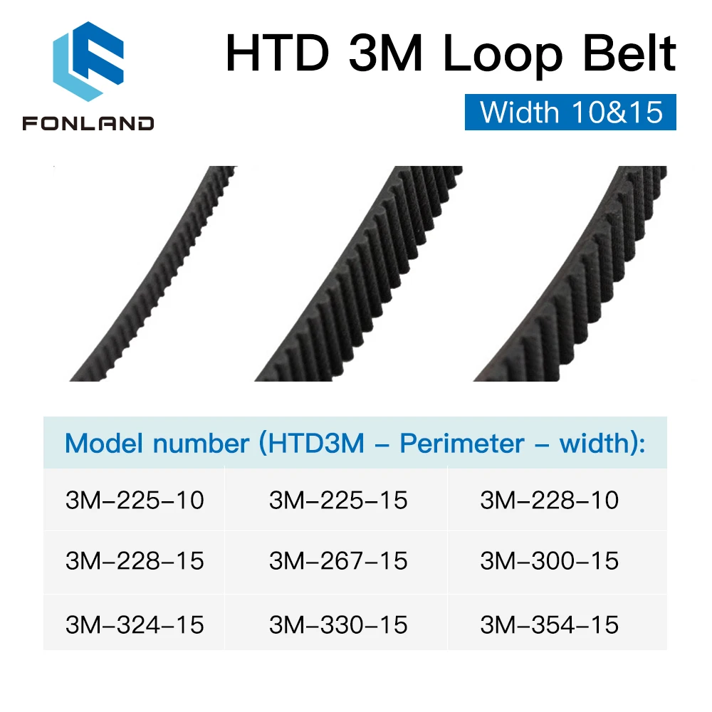 FONLAND HTD 3M cinghia ad anello chiuso cinghia dentata in gomma varie trasmissioni per macchina da taglio per incisione Laser CO2/stampante 3D