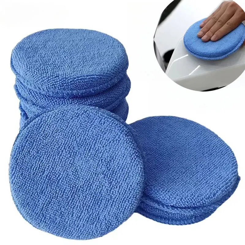 Super Soft Round Fiber Waxing Pad Car Detail Cleaning Waxing Sponge Polishing Universal Cleaning Tools Car Accessories