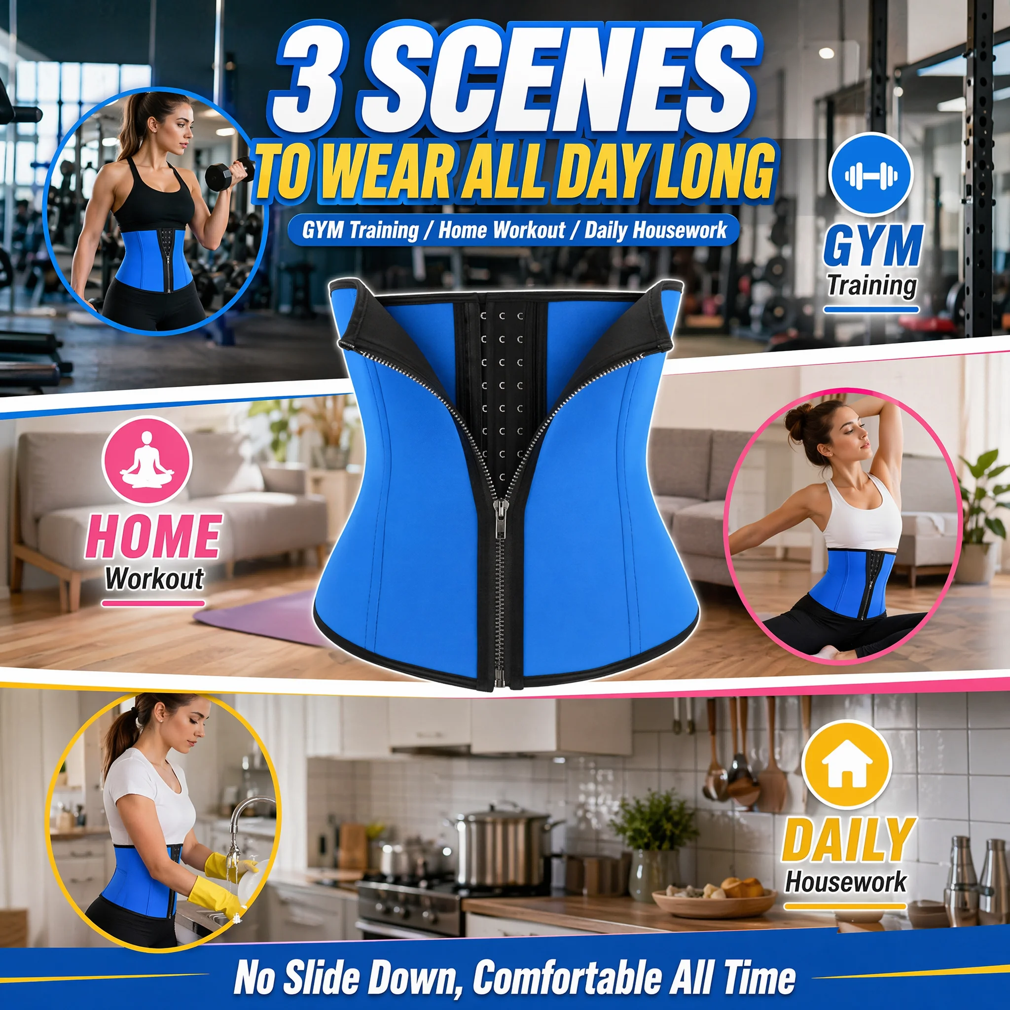 ジッパーとフック留め付きネオプレンウエストトレーナー – 女 - Sweat Waist Trainer Belt Neoprene のレビューと価格