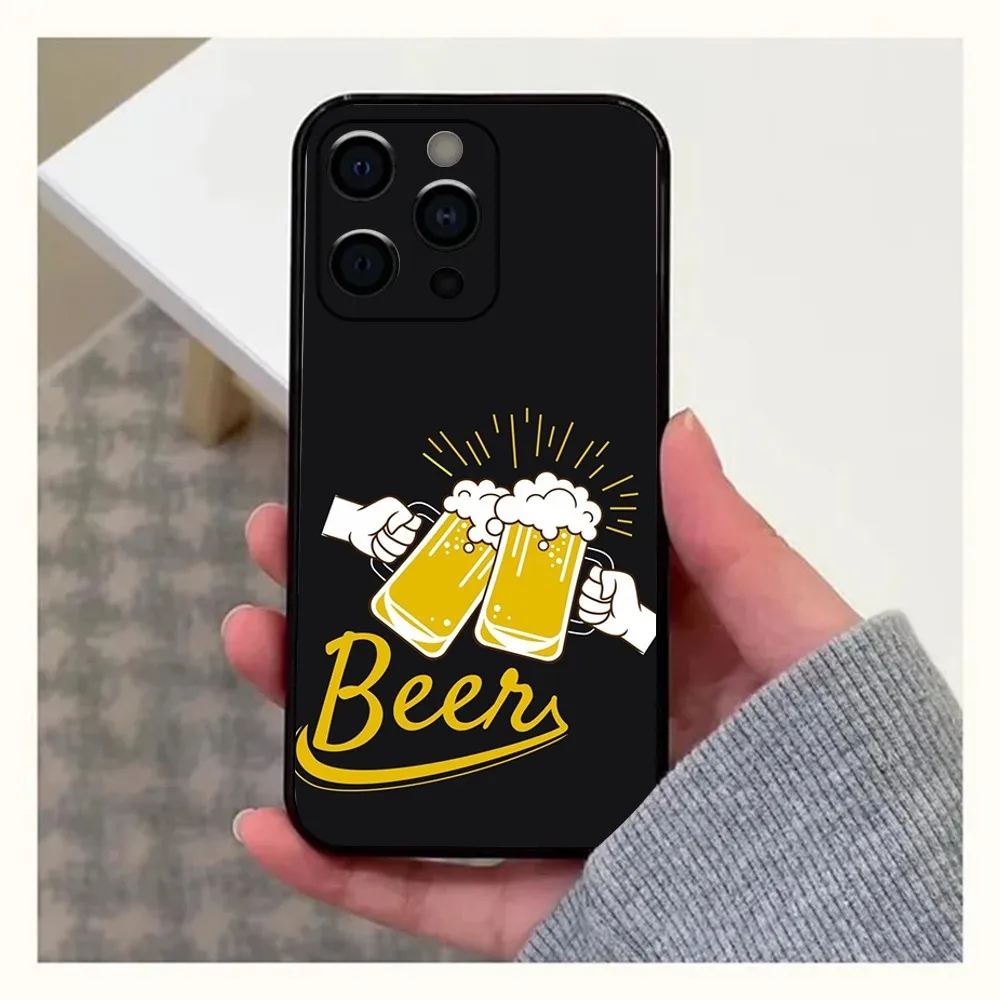 Beer Alcohol Phone Case For Apple iPhone 15,14,13,12,11,Pro,X,XS,Max,XR,Plus,Mini Soft Black Cover