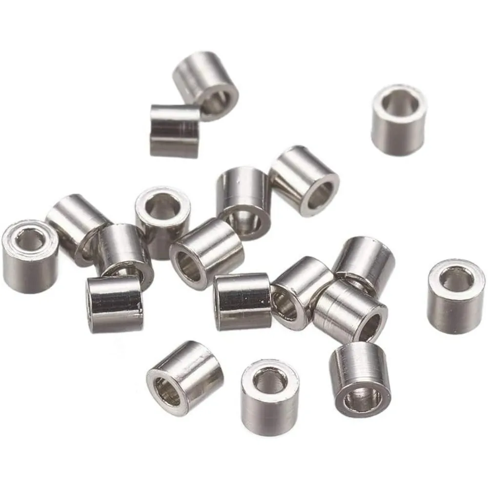 500pcs 2mm Mini Loose Bead Stainless Steel Beads 0.9mm Hole Tube Metal Beads Spacer Bead Small Hole Loose for Bracelet