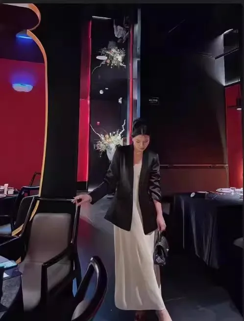 Acetate Shawl Collar Suits Women Office Business Tops Jacket For Spring Summer High-end Black White Medium Long Satin Blazers