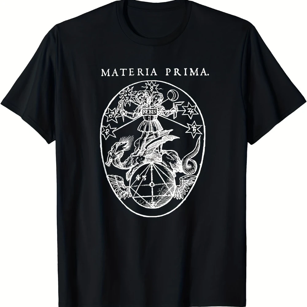 Limited Edition Unisex Rosicrucian Mystic T-shirt Featuring Ancient Mysterious Primal Materials Black Men's T-shirts for Summer