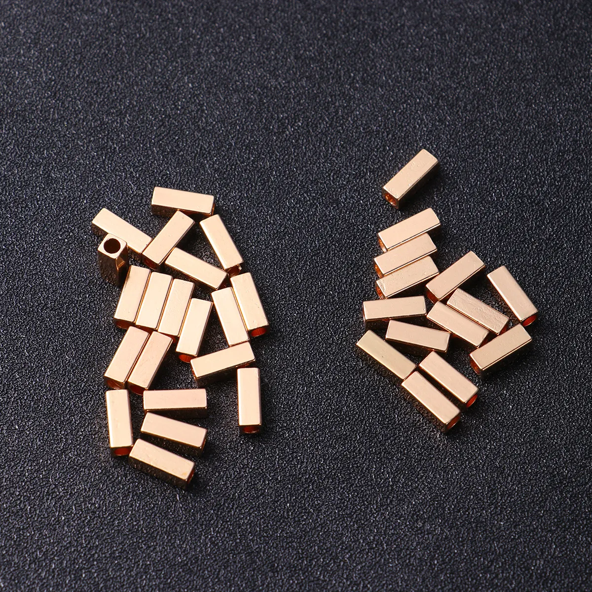 50Pcs Copper Rectangular Hollow Tube Spacers Golden Color Perfect for DIY Jewelry Making Bracelets Necklaces Craft Supplies