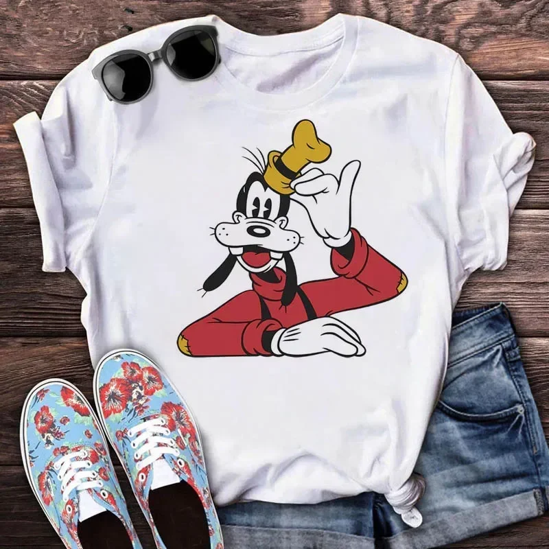 Kawaii Cartoon Women T-shirt Mickey Mouse Print Clothes 2025 Summer Clothing Funny Streetwear Short Sleeves T Shirts Y2k Tops