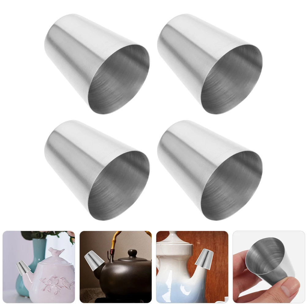 

4pcs Teapot Spout Lid Stainless Steel Dust Covers Seal Cap Kettle Protector Kitchen Tool Anti Scald Dustproof