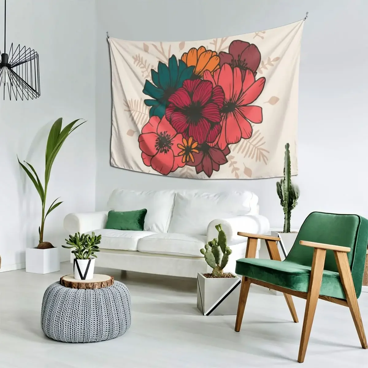 

Boho Florals Nr. 1 - On Beige Tapestry Bedroom Decor Wall Decoration Items Nordic Home Decor Wall Decor Tapestry