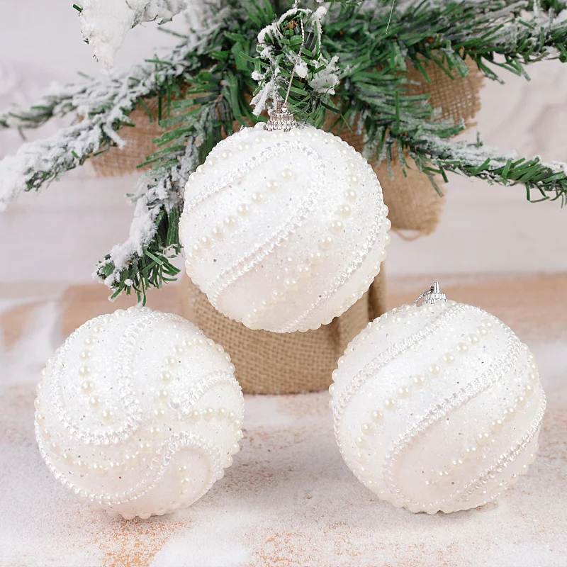 2/4pcs 8cm Christmas Balls For Tree White Pearl Balls Pendants Xmas Tree Hanging Ornaments For Home Navidad Gifts New Year Decor - Image 3